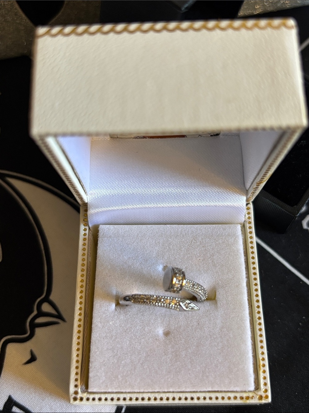 Sterling Silver Wrap Ring with Clear Stones - White Size 7